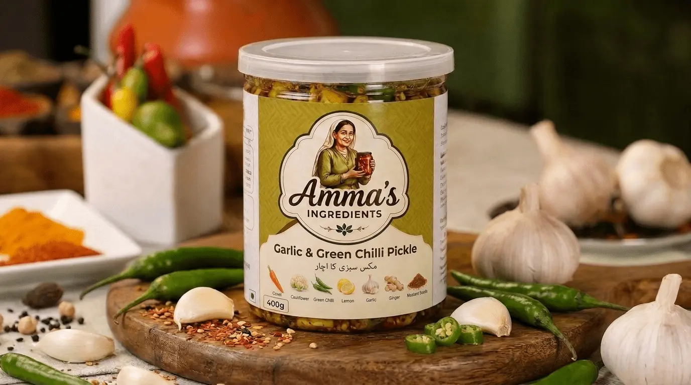 Lahsan Mirch Achar (Garlic & Green) - Buy Online in Pakistan