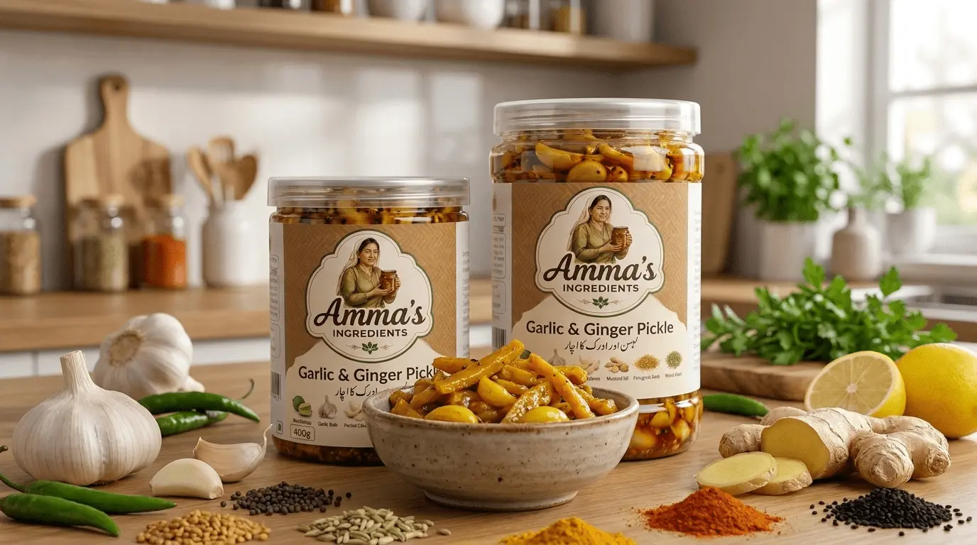 Traditional homemade Lahsan Adrak Achar (Garlic & Ginger) by Amma's Ingredients Pakistan #1 Alternate View